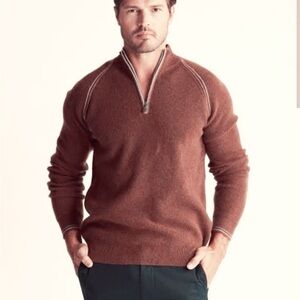 NWT Raffi cashmere russet brick red brown half-zip sweater pullover size XXL